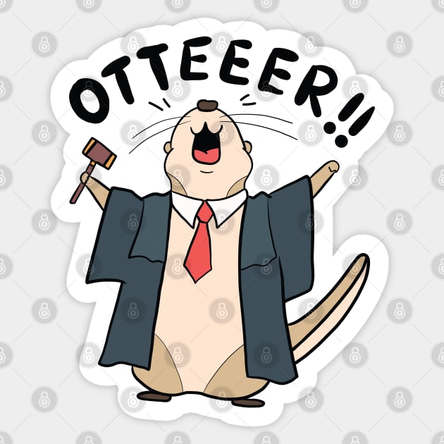 Funny Judge Otter Illustration Sticker by MariOyama